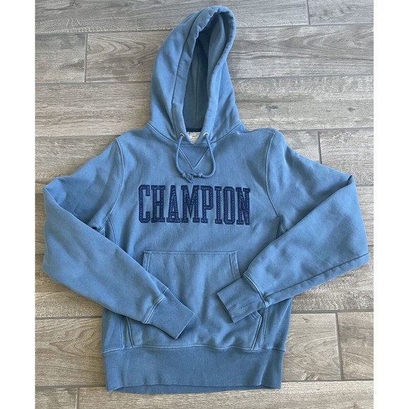 Y2K Champion Reverse Weave Sweatshirt Men Small Light Blue Faded Pullover  Hoodie